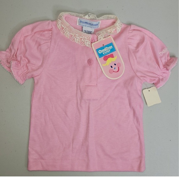 OshKosh B'gosh Other - Vintage Baby Girls OshKosh B'gosh Pink Top w/ Lace Collar  NWT